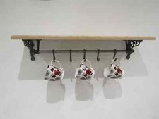 Scaffale dispensa cucina rovere massello/ghisa rustico pentola padella tazza porta tazze tradizionale