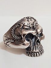 ANELLO ARGENTO 925 UOMO teschio Skull Sterling Biker Ring $