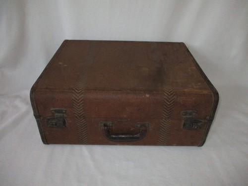 Valigia vintage tweed marrone