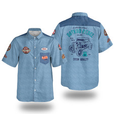 Camicia vintage garage vecchio stile con bottoni. Tessuto leggero stile lavoro meccanico