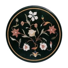 Tavolino da caffè in marmo nero 18" intarsiato lavoro fatto a mano arredo casa regalo