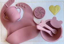 Set Pappa Bimbi 7PEZZI in Silicone senza BPA, Ciotola Ventosa+OMAGGIO #Back2eBay