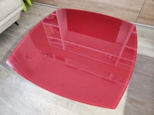 Tavolino Da Salotto In Cristallo Amaranto E Acciaio 