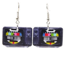 2X orecchini metallo+plastica TELEVISORE TELEVISIONE TV idea regalo ragazza