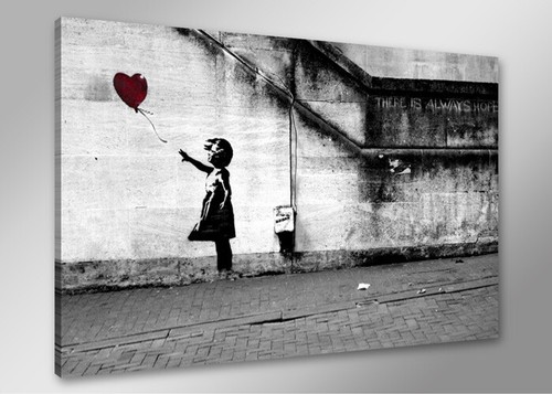Quadro tela 80x60 banksy - quadro,