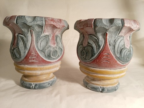 Coppia mensole legno - legno, scolpito