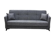 Divano Letto 3 Posti Loren 210x88x82 cm Velluto 50-002 Grigio LOREN-3P DecHome
