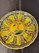 Piatto o crespina  in ceramica con scena fne '800 Pesaro  Molaroni?