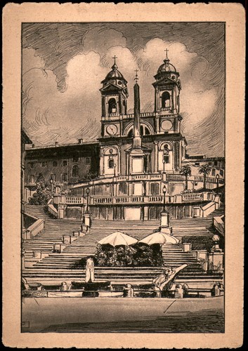 Cartolina epoca roma trinita - cartolina, d'epoca