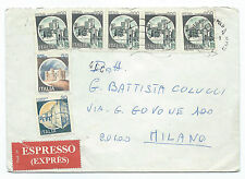 STORIA POSTALE 1989 REPUBBLICA CASTELLI 7 VALORI ESPRESSO TARIFFA 3.050 D/4321