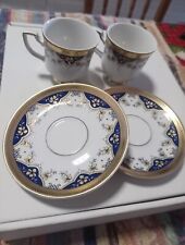 Coppia TAZZE CAFFE' PORCELLANA WINTERLING KIRCHENLAMITZ BAVARIA COBALT ORO    