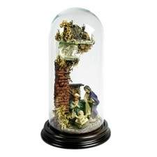 PRESEPE in CAMPANA di VETRO 11,5 x 25 - Pastori Natività in Terracotta Sughero