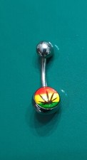Piercing Ombelico Navel Belly Acciaio chirurgico Bandiera Giamaica 