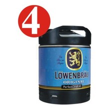 4 X Löwenbräu Original Perfect Draft 6 Litri Fusto 5,2 % Vol Riconsegna