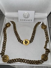 Collana Vintage Autentica Versace Medusa Link Chain Placcata Oro con Scatola Originale