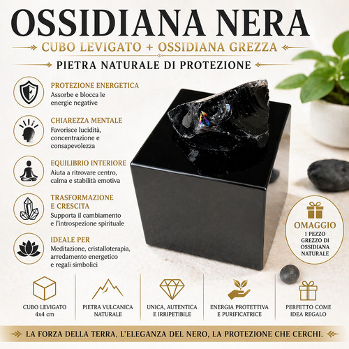 Cubo ossidiana nera cristallo - cubo,