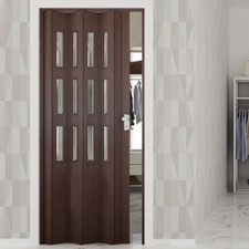 Porta interne a soffietto porte noce con vetro molato dimensioni 88,5x214 cm