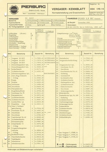 Scheda tecnica regolazione