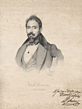 Basso Natale Costantini autografo al Tenore Domenico  Donzelli su litografia