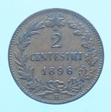 UMBERTO I 2 CENTESIMI 1896 ROMA MONETE DA COLLEZIONE RAME COPPER COIN CURRENCY