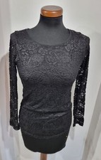Maglietta In Pizzo Trasparente Nero e Minigonna Elasticizzata taglia M /L