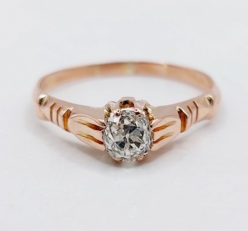 Anello solitario antico oro
