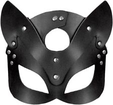 MASCHERA PELLE GATTA SEXY DOMINO GATTO halloween micio NERO CATWOMAN BURLESQUE