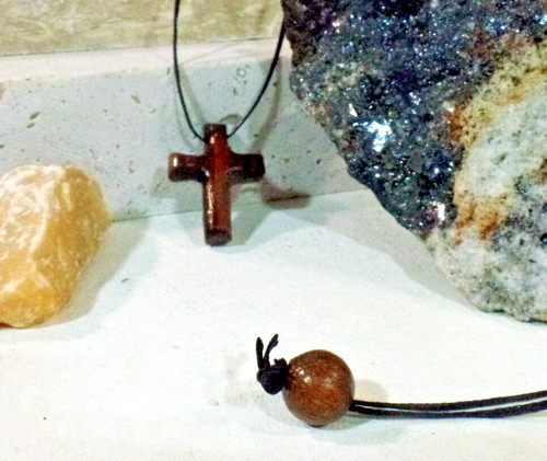 Croci croce legno noce collana - legno,