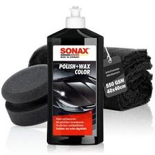 Set lucidante mani auto SONAX Polish&Wax nero 500 ml + spugna lucidante + panno