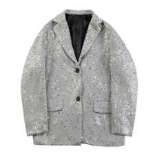 Uomo Paillettes e Lustrini Giacca Abito Molla Cappotto Festa Ballo Top Palco