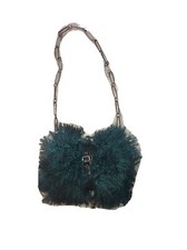 BORSA KRISTINA TI MONGOLIA E PELLE, DONNA CON CATENA E CINTURA, VERDE SMERALDO