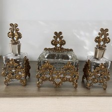 3 Pc Vintage Ormolu Vanity Set