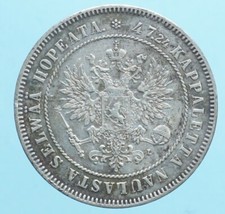FINLANDIA NICOLA II 2 MARKKAA 1908 MONETE DA COLLEZIONE CURRENCY SILVER COIN