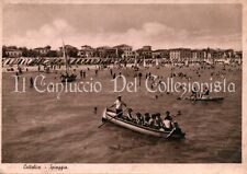 1948 CATTOLICA Spiaggia Bagnanti Barche Mosconi a remi Rimini Cartolina
