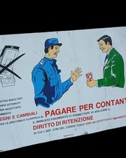Insegna Smaltata Serigrafata Pagare Contanti Anni 70/80 Vintage Modernariato 