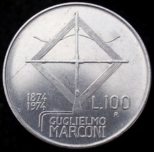 Italy 100 Lire 1974 - Marconi