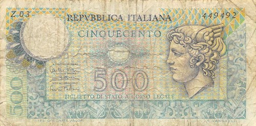 Italia 500 lire 1974 - lire, 14.2.1974