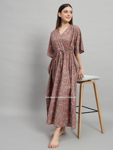 Donna cotone kaftano lungo - kaftano,