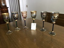 Servizio 6 Bicchieri Griffe Montenapoleone In Cristallo E Oro Zecchino Mai Usati