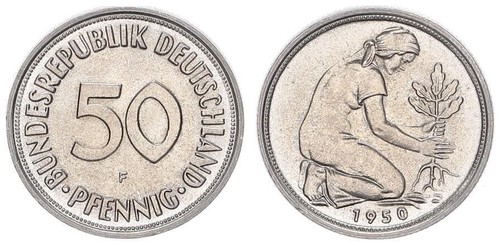 Germania brd pfennig 1950 f - 50,