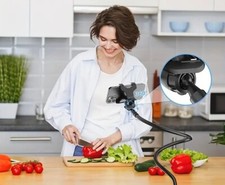 NUOVO CON RINFORZO SUPPORTO TELEFONO FLESSIBILE COLLO D'OCA LETTO 360° NERO