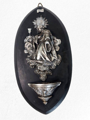 Bénitier crucifix xixe - bénitier,