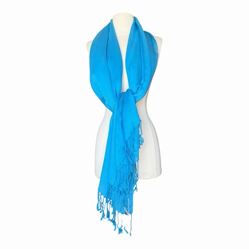 Sciarpa frange trasparenti blu