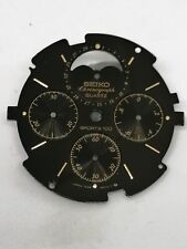 GENUINE AND ORIGINAL BLACK DIAL FOR SEIKO CHRONOGRAPH 7A48-5000 fasi luna. NOS