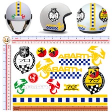 Abarth adesivi casco striscia giallo blu sticker helmet scorpion vintage 10 pz
