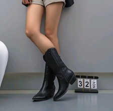 STIVALI TEXANI NERI TACCO