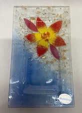 Piattino svuotatasche fiore Petenà in vetro di Murano lavorato a mano 19x11 cm