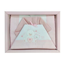 Coordinato lettino Piccole Emozioni neonato set 3 pezzi in cotone ricamato 2525