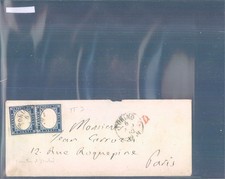 ITALIA 1862 copertina da Torino a Parigi doppia 20 cent. blu 