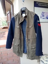 Parka donna Pimkie verde militare maniche in lana blu tg.M mostrina nella manica